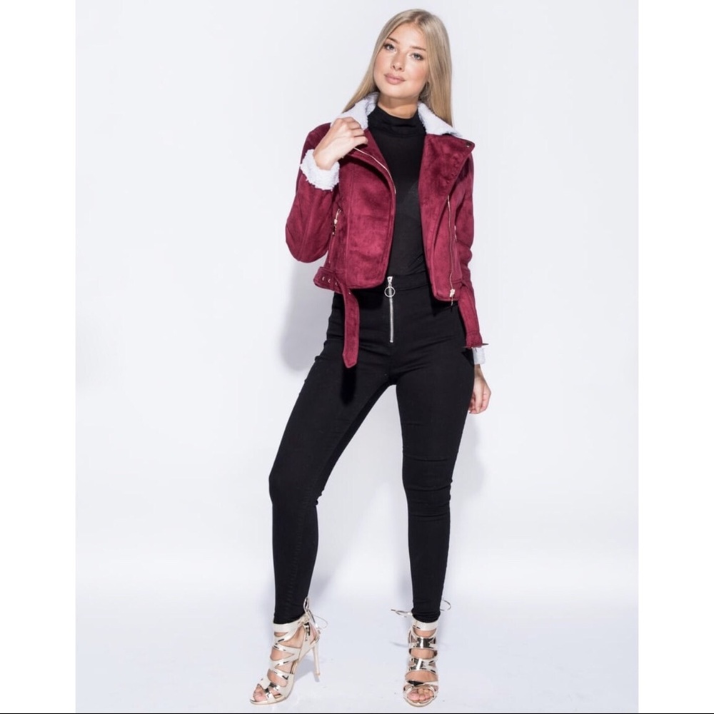 🚨SALE!! Suedette Borg Collar Biker Jacket - Picture 4 of 7